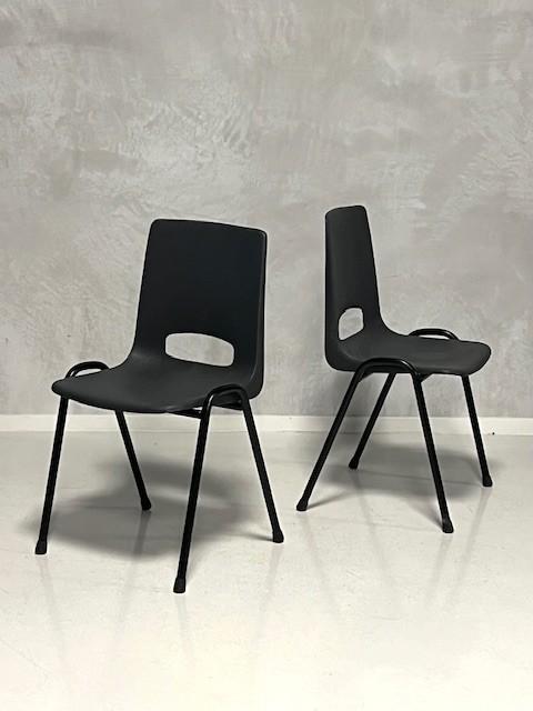 Retro kuipstoelen nieuw eettafelstoelen antraciet prijs p/st, ., Vintage, Nieuw, Ophalen of Verzenden