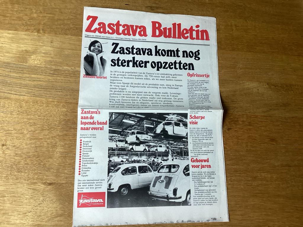 Zastava Bulletin - Zastava komt nog sterker opzetten 1975, Ophalen of Verzenden, Gelezen, Overige merken
