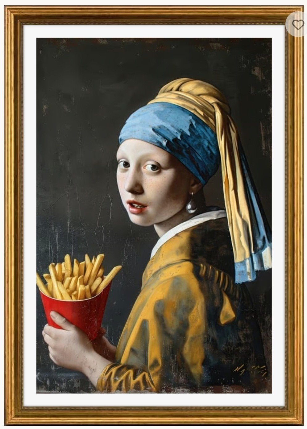 Te koop Meisje met parel en frietjes 70x100, Ophalen, Schilderij