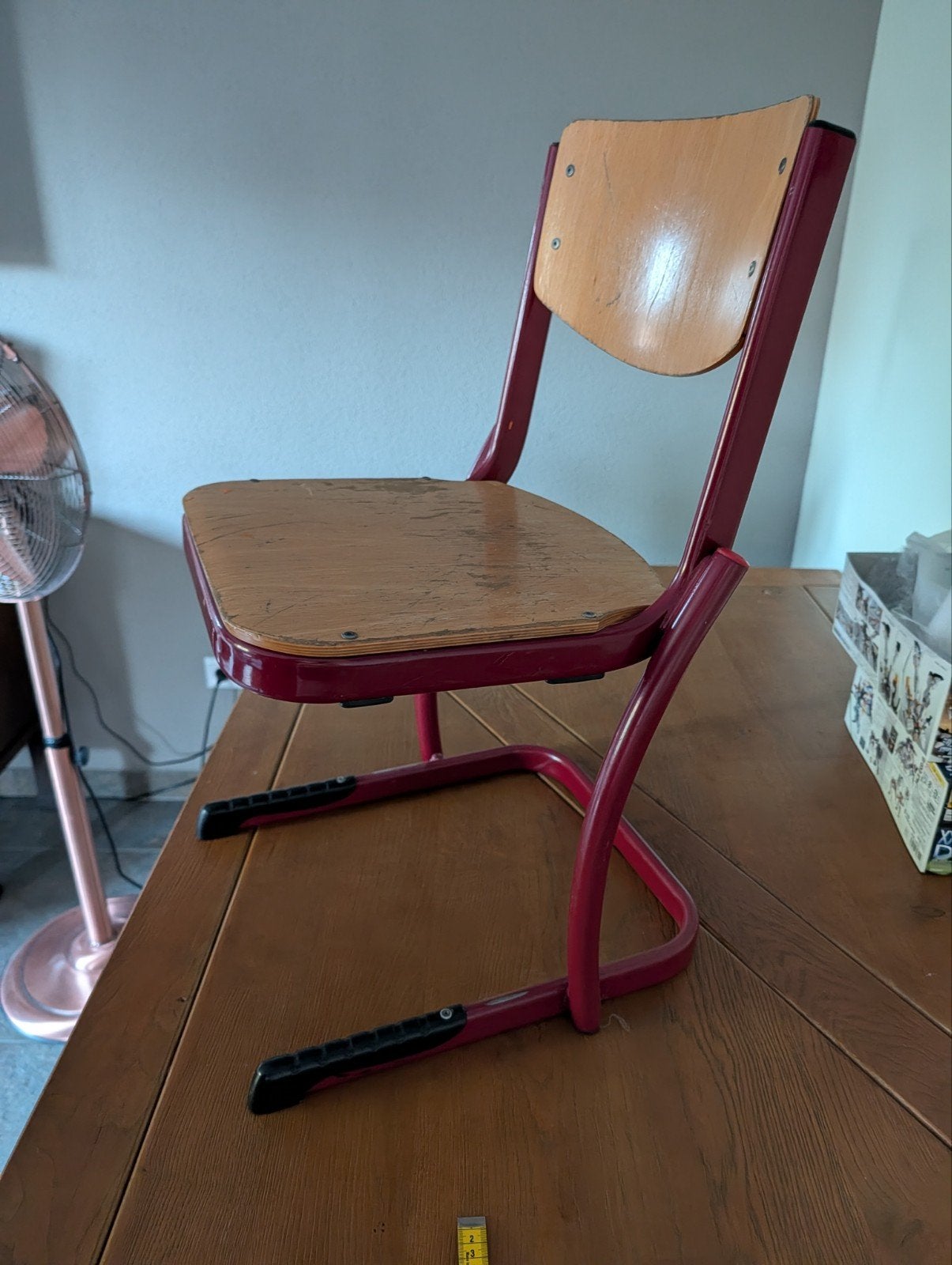 2x Vintage Kinder Schoolstoel - Stalen Frame, Houten Zitting, Ophalen, Gebruikt, Stoel(en)
