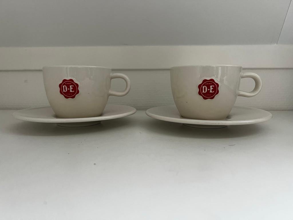 2x Douwe Egberts kop en schotel, Huis en Inrichting, Keuken | Servies, Ophalen of Verzenden, Zo goed als nieuw, Overige stijlen