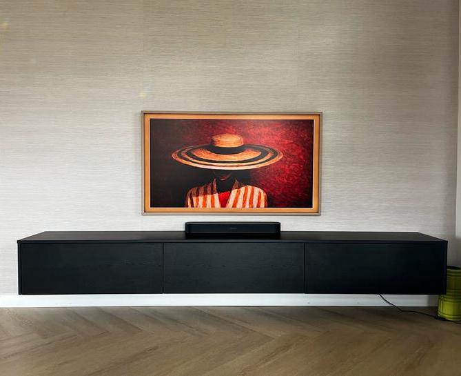 Tv meubel zwart eiken 260cm met 3 kleppen, Ophalen, Eikenhout, 200 cm of meer, Minder dan 100 cm