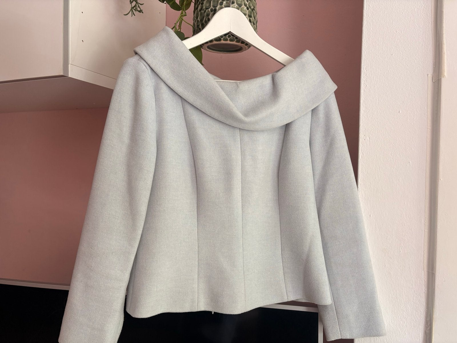 Pauw Amsterdam lichtblauw jasje met brede kraag, Kleding | Dames, Ophalen of Verzenden, Zo goed als nieuw, Maat 38/40 (M), Blauw