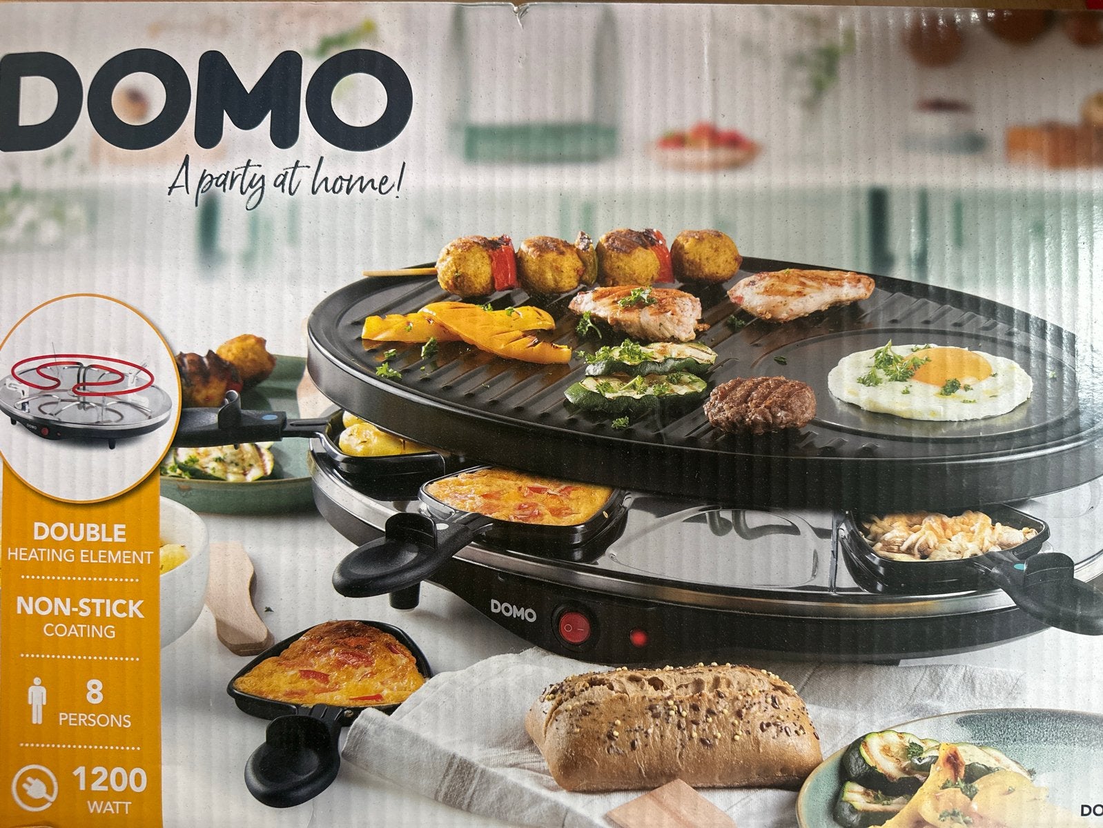 Domo DO9038G Gourmetstel - Raclette en Grill voor 8 personen, Ophalen of Verzenden, Nieuw, 8 personen of meer
