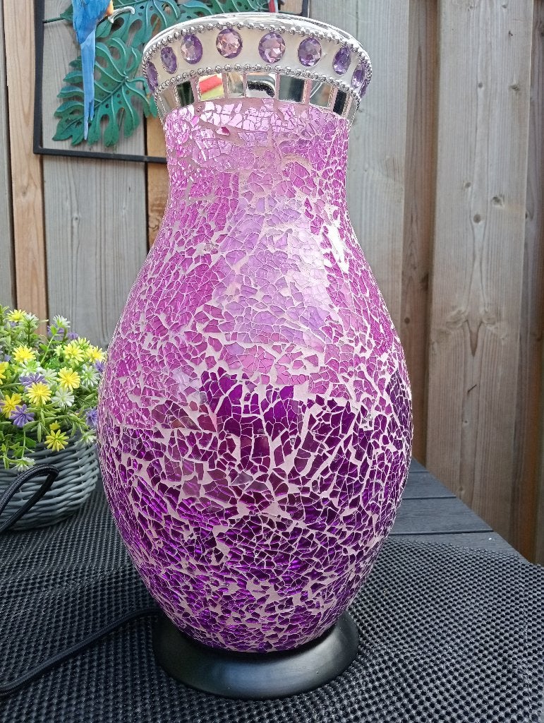 Roze mozaïek tafellamp – sfeervolle handgemaakte uitstraling, Huis en Inrichting, Lampen | Tafellampen, Vintage, Roze, E27 (groot)