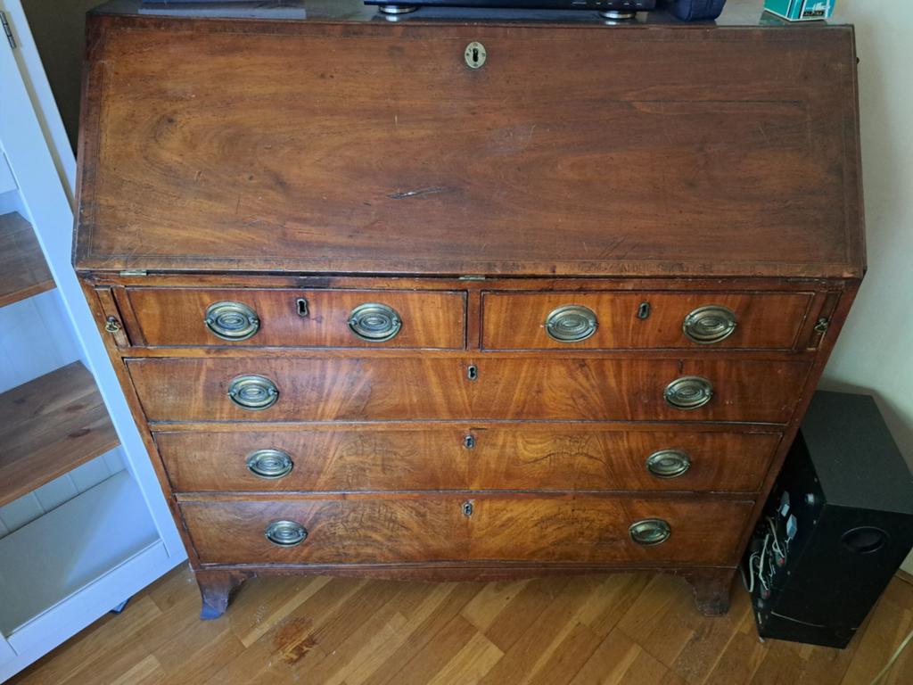 Antiek mahonie secretaire met lades, Antiek en Kunst, Ophalen