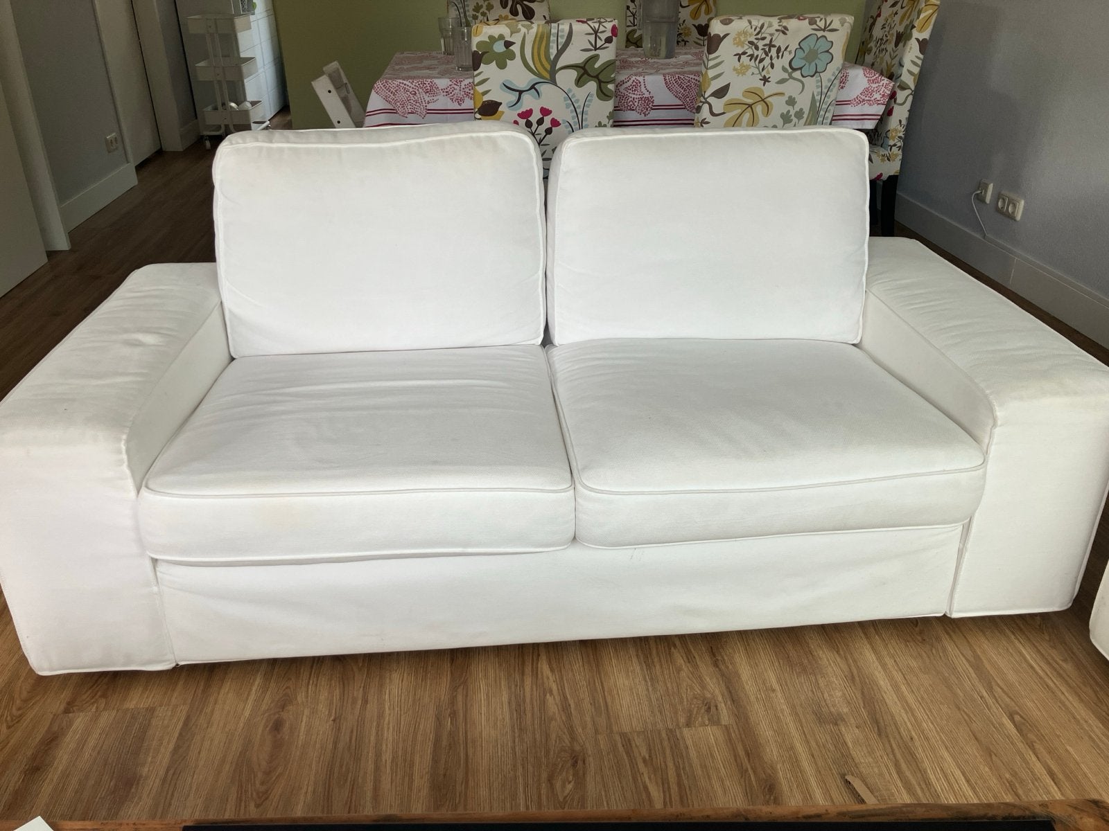 Witte 2 zitsbank Ikea Kivik series, Ophalen, Gebruikt, 150 tot 200 cm, Tweepersoons