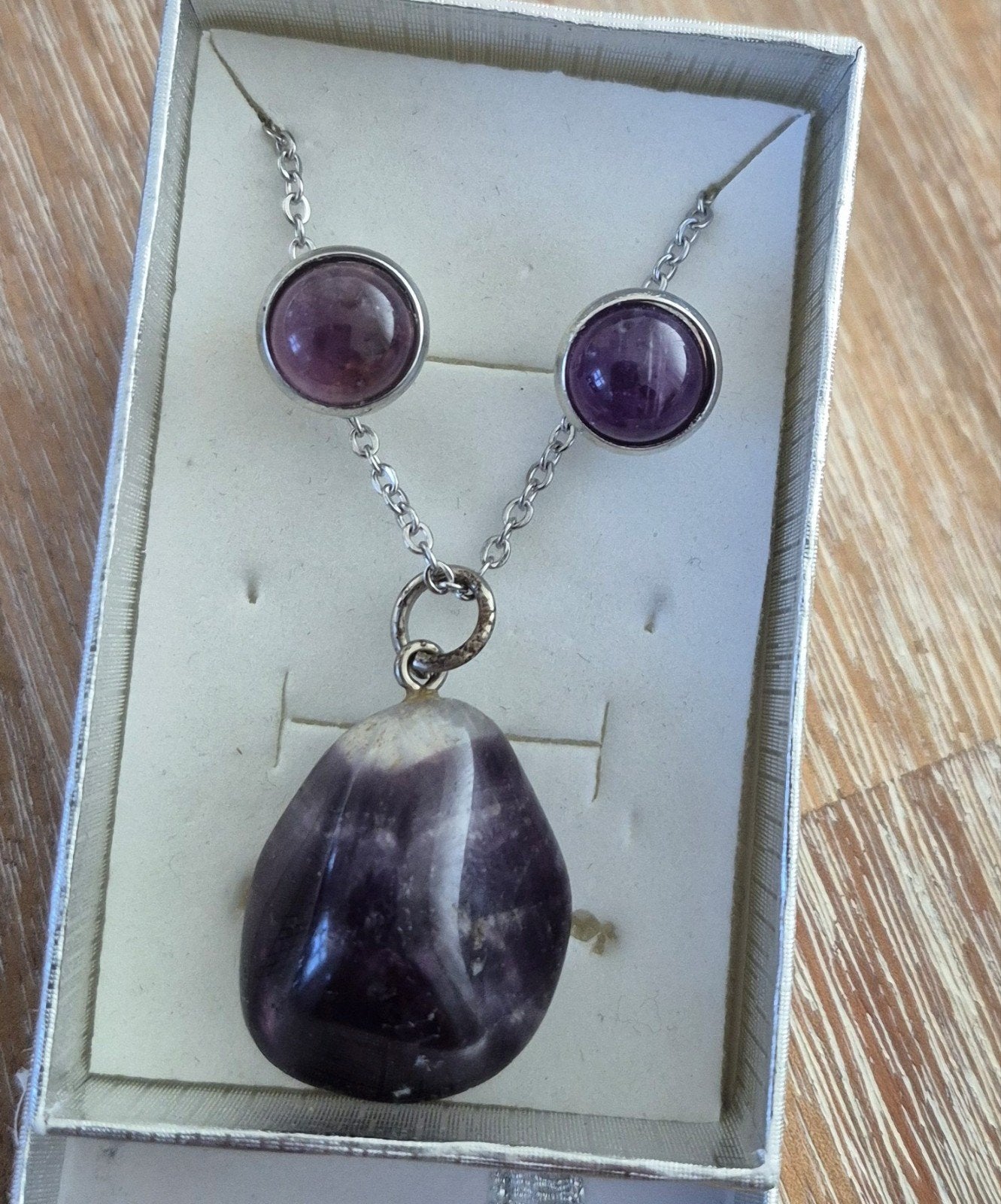 Amethist set ketting + oorbellen NIEUW, Ophalen of Verzenden, Nieuw, Paars, Steen of Mineraal