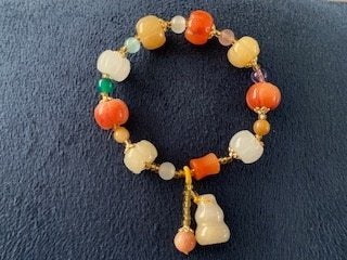 Edelstenen armband citrien carneool peridot amethist kwarts, Overige materialen, Nieuw, Oranje, Ophalen of Verzenden