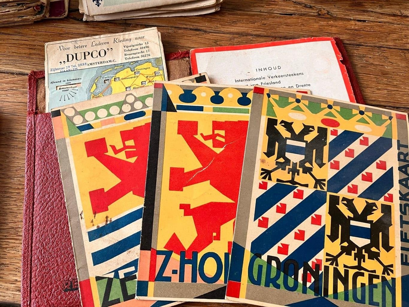 Zeldzame Fietskaarten Jaren '30 - Groningen, Z-Holland, Boeken, Atlassen en Landkaarten, Gelezen, Landkaart, Nederland, 1800 tot 2000