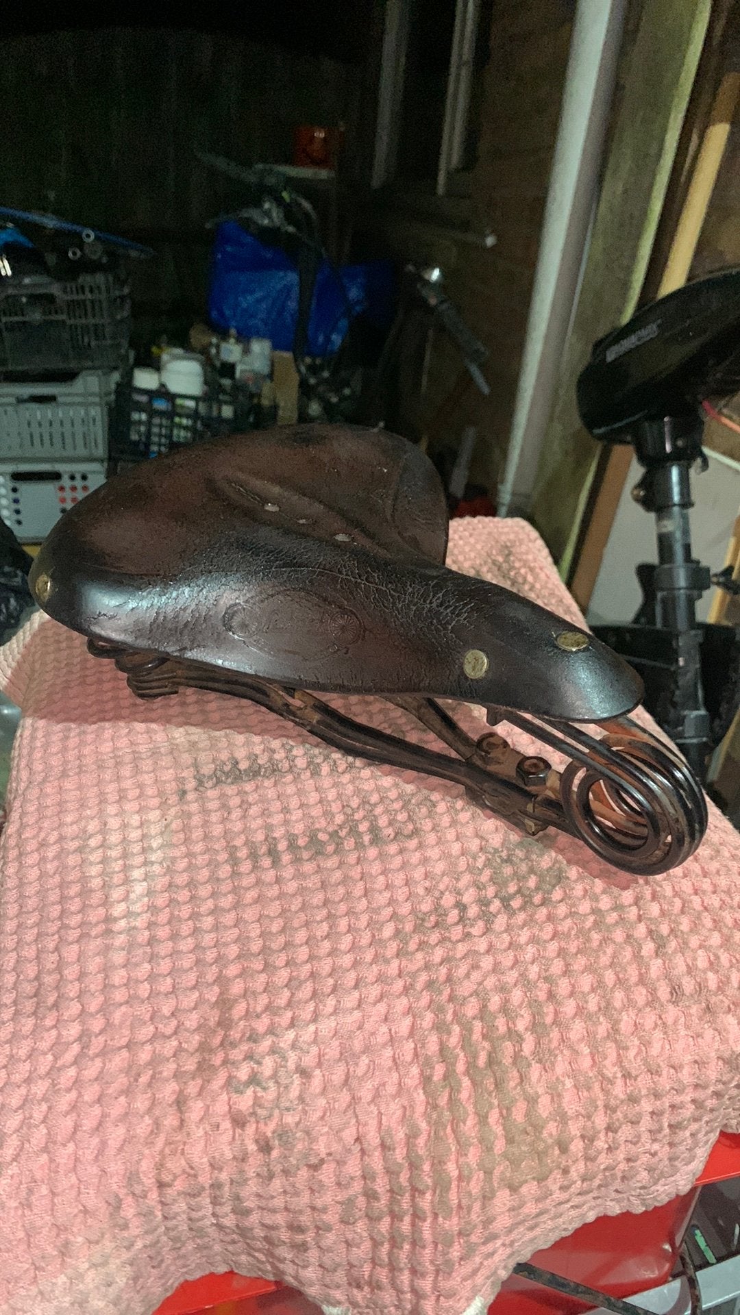 Vintage Lepper Heren Zadel, Fietsen en Brommers, Ophalen, Bakfiets, Gebruikt, Leer