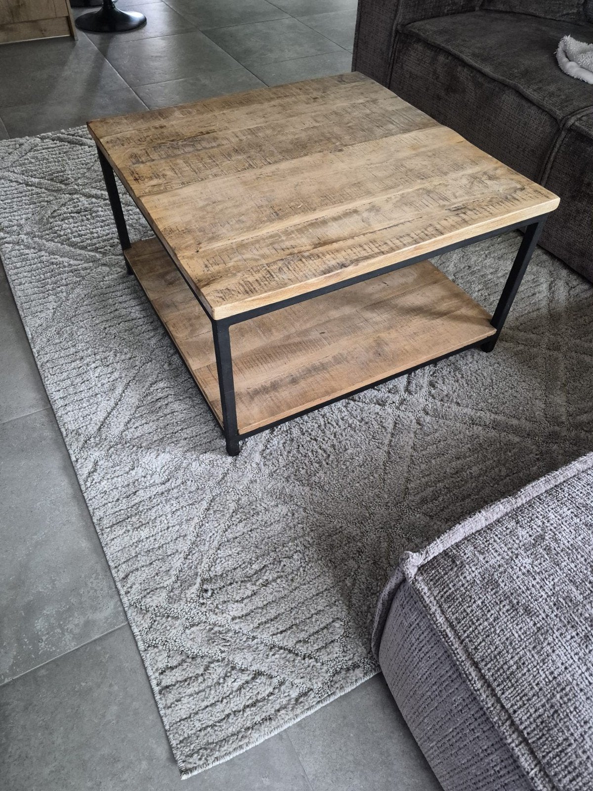 Salontafel mangohout vierkant 80x80, Ophalen, Gebruikt, 50 tot 100 cm, Vierkant