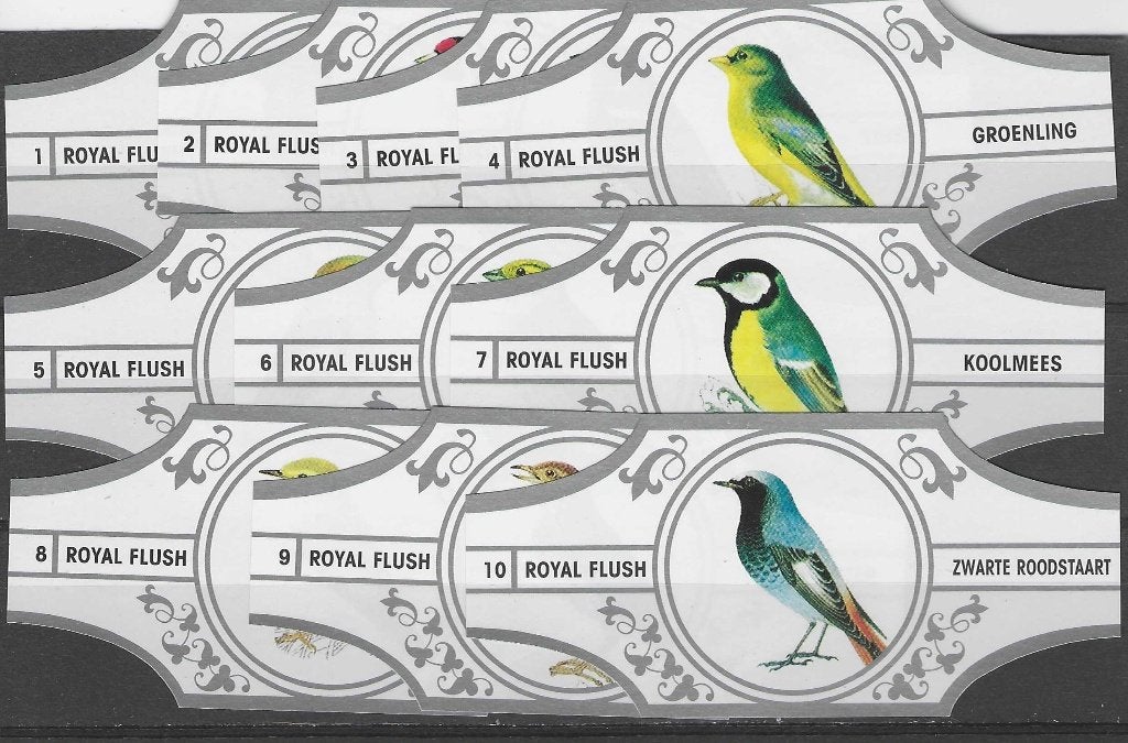 reeks 994   voge;s   1-12  sigarenbanden, Ophalen of Verzenden, Zo goed als nieuw, Sigarenbandjes