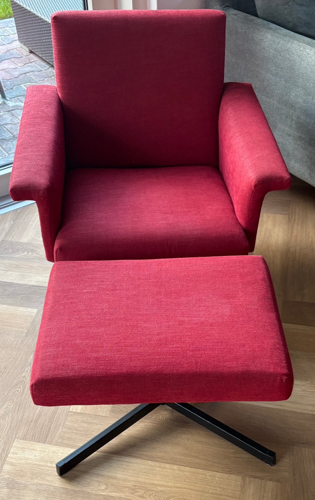 Fauteuil draaistoel met hocker, Huis en Inrichting, Ophalen, Gebruikt, Minder dan 75 cm, 50 tot 75 cm
