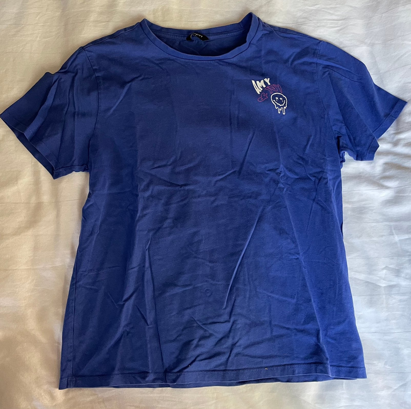 Blauw t-shirt, Ophalen of Verzenden, Gedragen, Blauw, Korte mouw