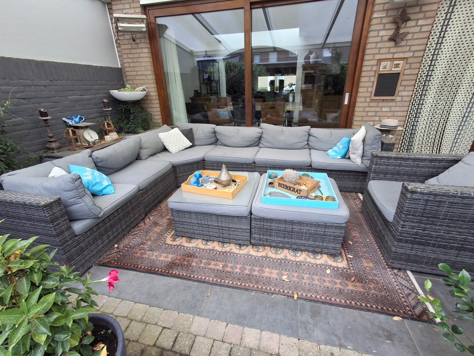 Gratis Grote Loungeset met Fauteuil en Tafels, Ophalen, Gebruikt, Meer dan 8 zitplaatsen, Bank