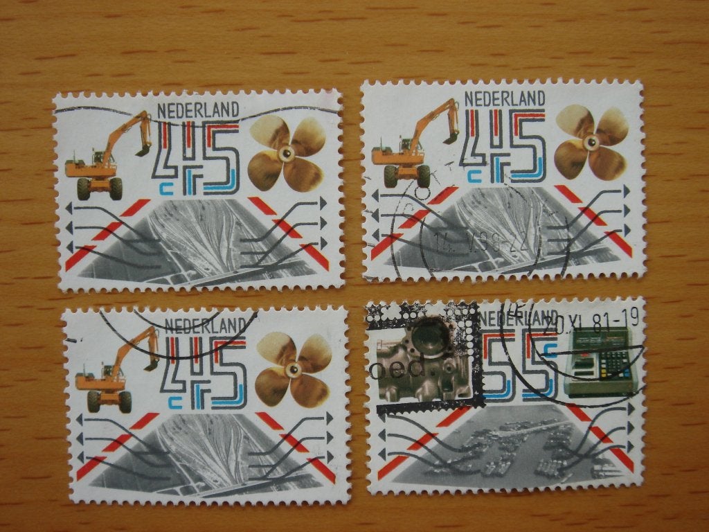 Export 4x NVPH 1228 en 1229, Ophalen of Verzenden, Na 1940, Gestempeld
