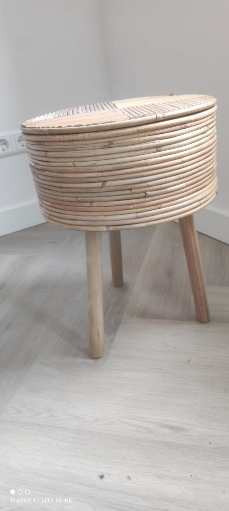 Rotan bijzettafel met opbergruimte, Ophalen, 50 – 75, 50 tot 100 cm, Bohemian, Scandinavisch