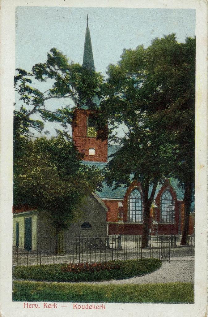 Koudekerk – Herv. Kerk. Gelopen Boskoop 1929., Ophalen of Verzenden, 1920 tot 1940, Gelopen, Zuid-Holland