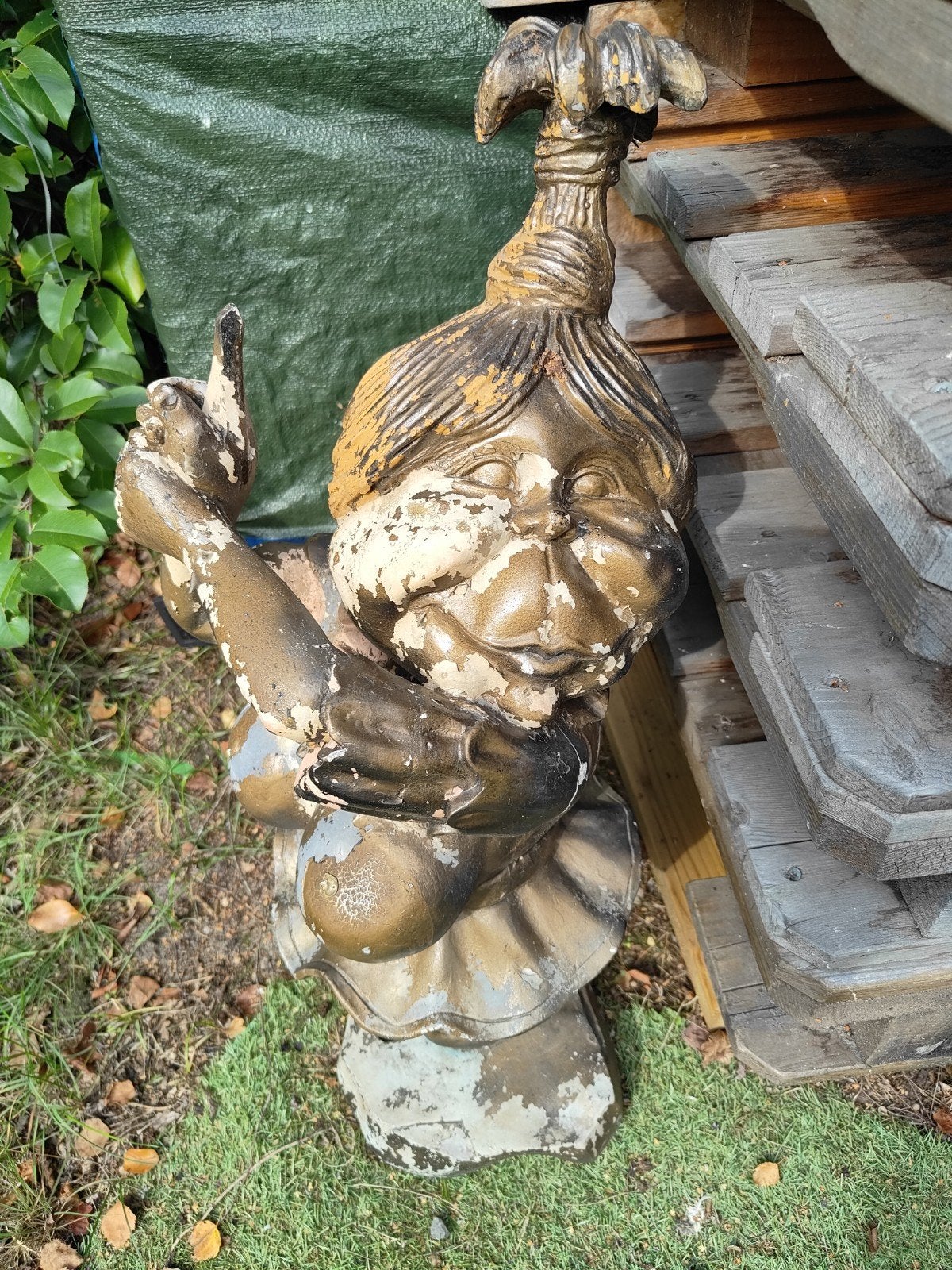 Vintage Tuinkabouter Beeld - Goudkleurig en Weerbestendig, Overige onderwerpen, Kunststof, 50 - 100 cm, Beeld