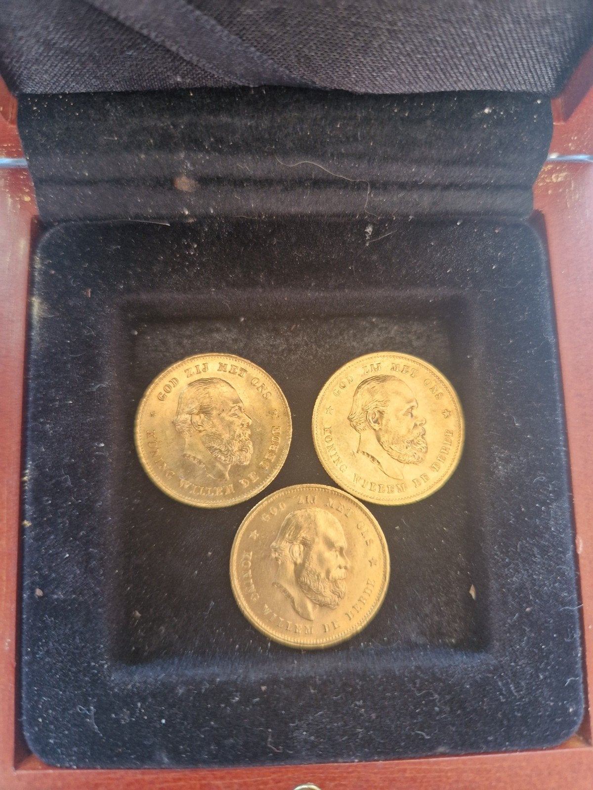 Set van 3 gouden 10 gulden munten Koning Willem III, Koning Willem III, Setje, 10 gulden, Goud