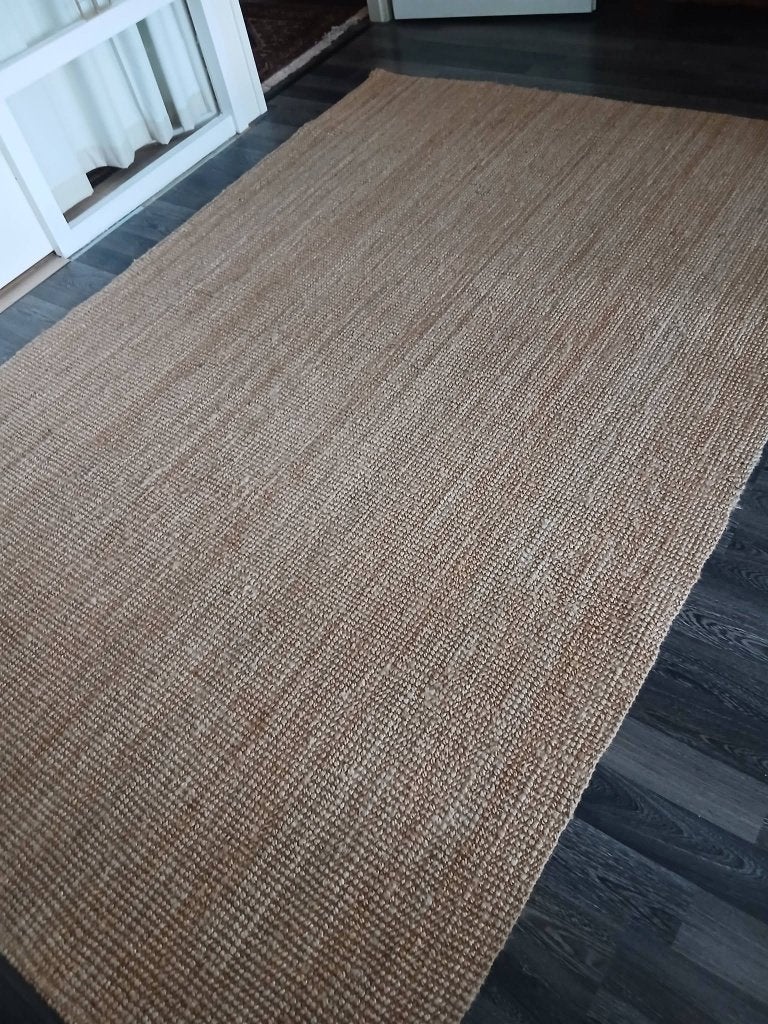 Groot 100% juten vloerkleed, Ophalen, Bohemian, Japandi, Neutraal, Beige, Zo goed als nieuw