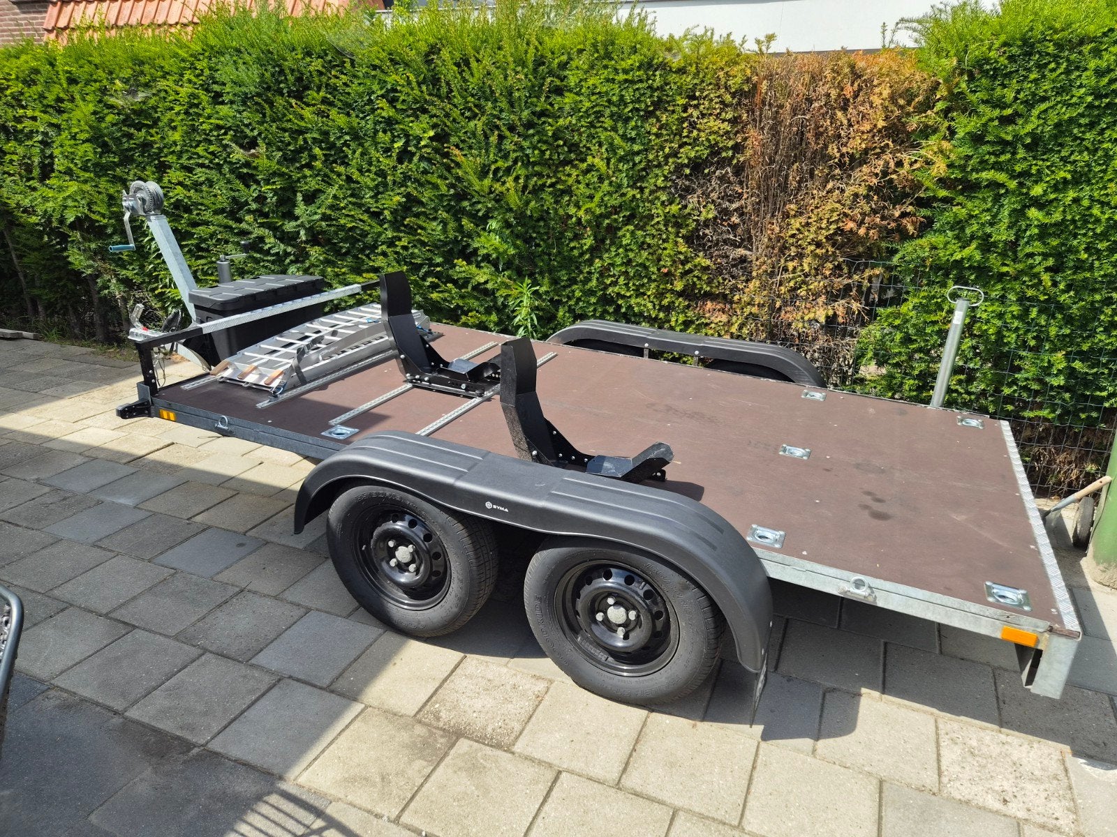 3x1.5m Ongeremde Dubbelas motortrailer met Accessoires, Ophalen, Zo goed als nieuw