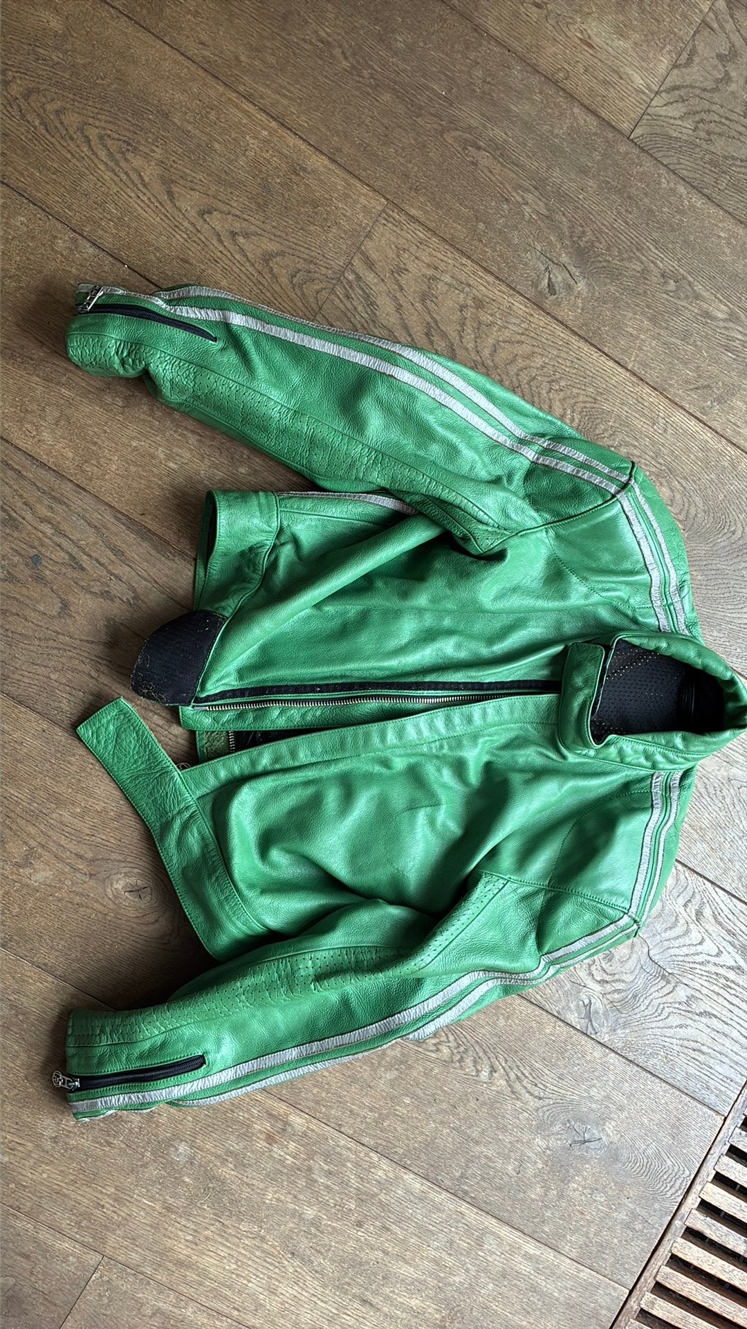 Leren groene polizei jas, Ophalen of Verzenden, Tweedehands, Jas | leer