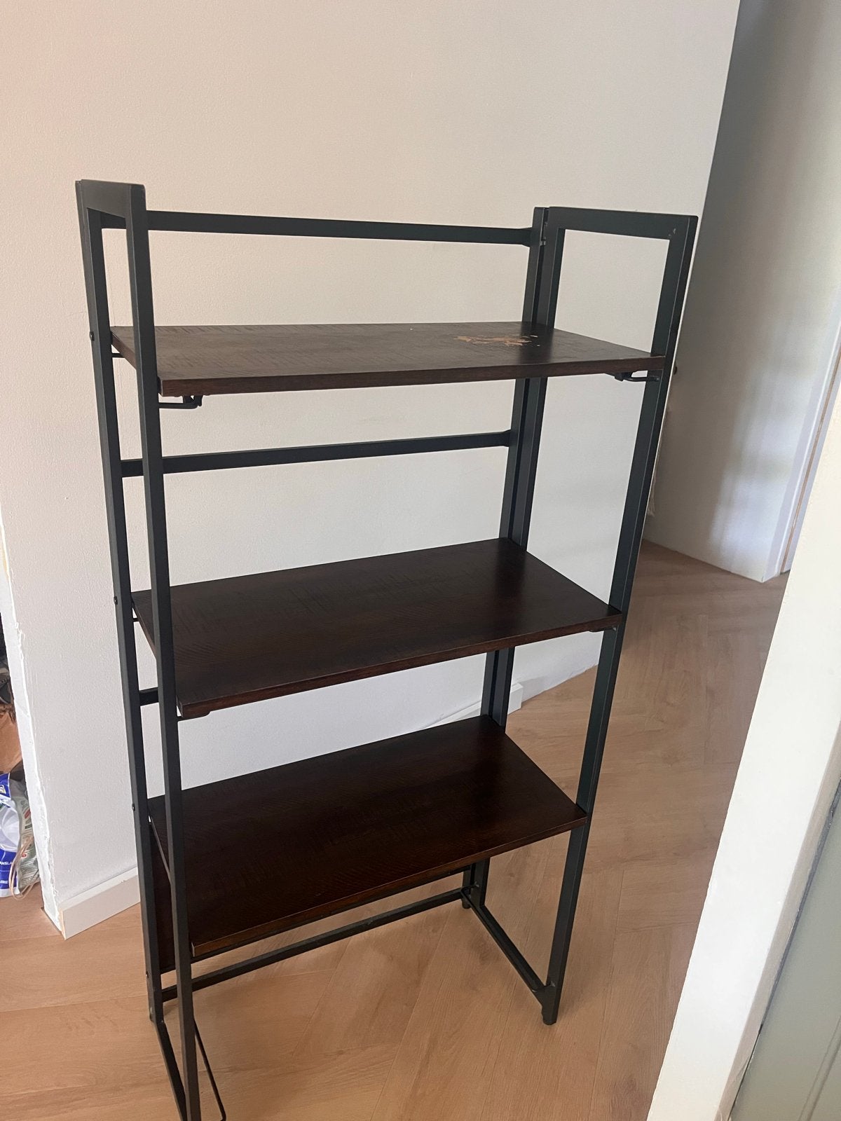 Opvouwbare Boekenkast met 3 Planken - Donkerbruin/Zwart, Met plank(en), Gebruikt, 100 tot 150 cm, 25 tot 50 cm