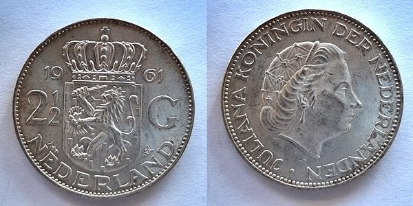 Rijksdaalder 1961 zilver Pr-FDC, Postzegels en Munten, Munten | Nederland, Verzenden, Koningin Juliana, 2½ gulden, Zilver