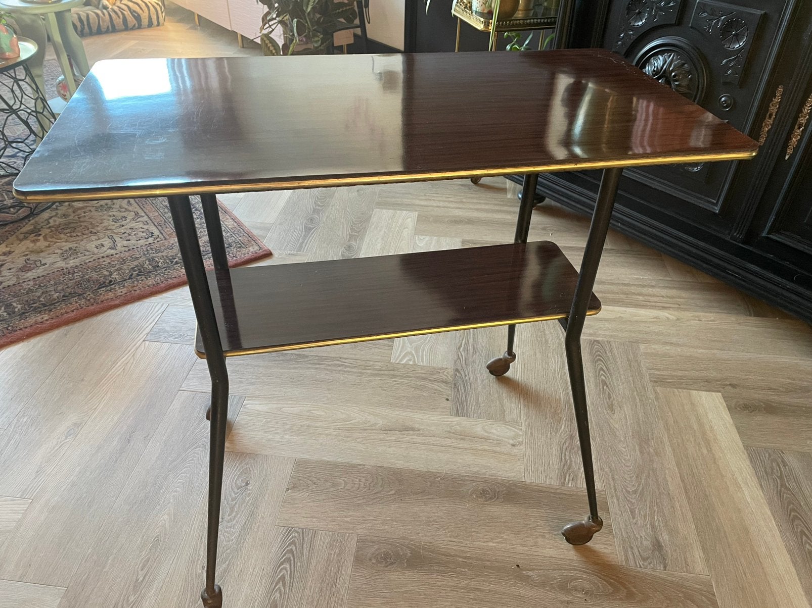 Vintage bijzettafel op wieltjes uit jaren 50 of 60, Huis en Inrichting, Ophalen, Gebruikt