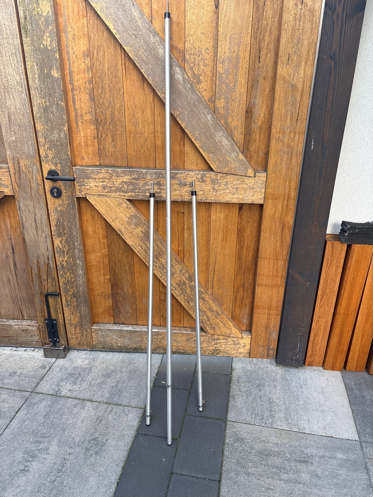 Set van 3 aluminium stokken - en 3 stalen, Ophalen, Gebruikt