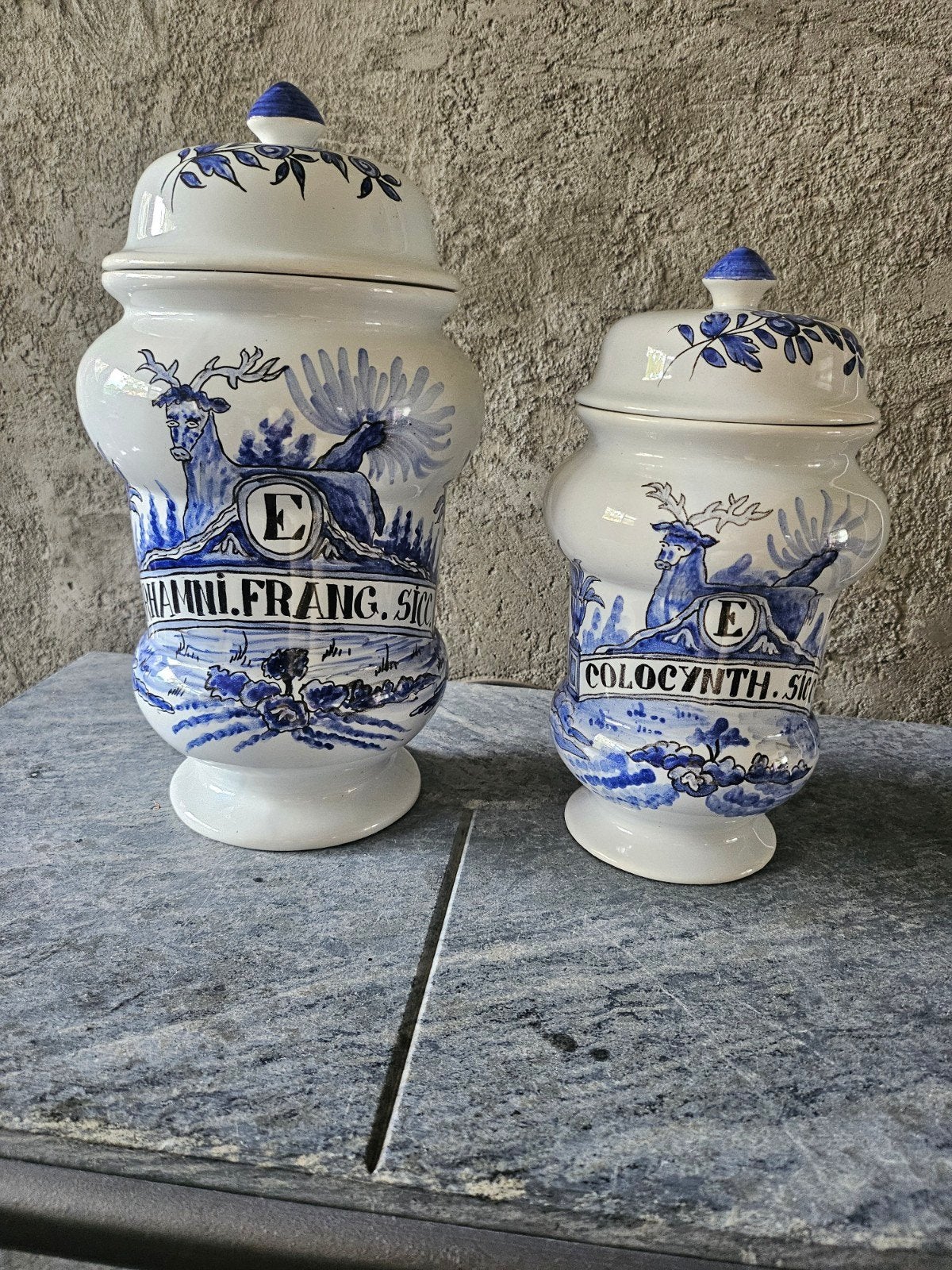 Oude Apothekerspotten (2 stuks) - Delfts Blauw Stijl, Ophalen