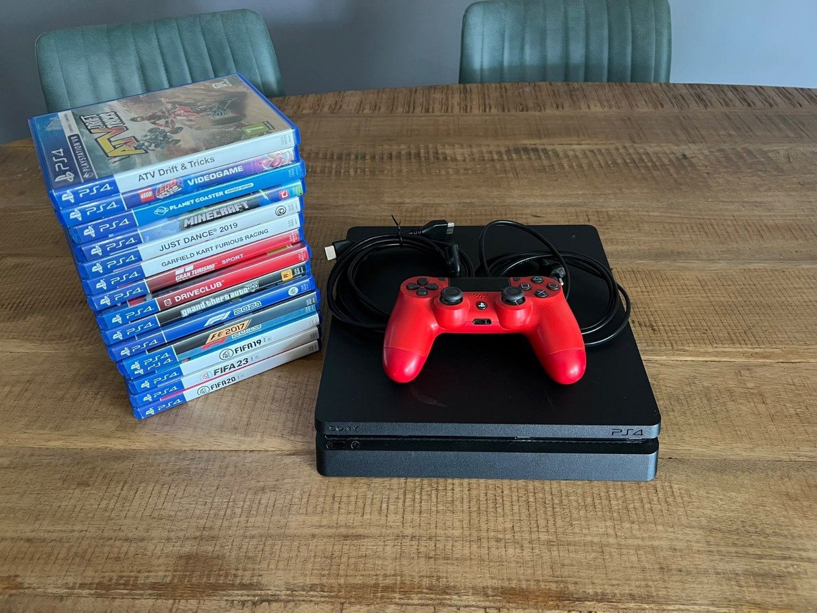 PS4 Slim 500GB met 2 controllers en 15 games, Met 2 controllers, Ophalen of Verzenden, Slim, 500 GB