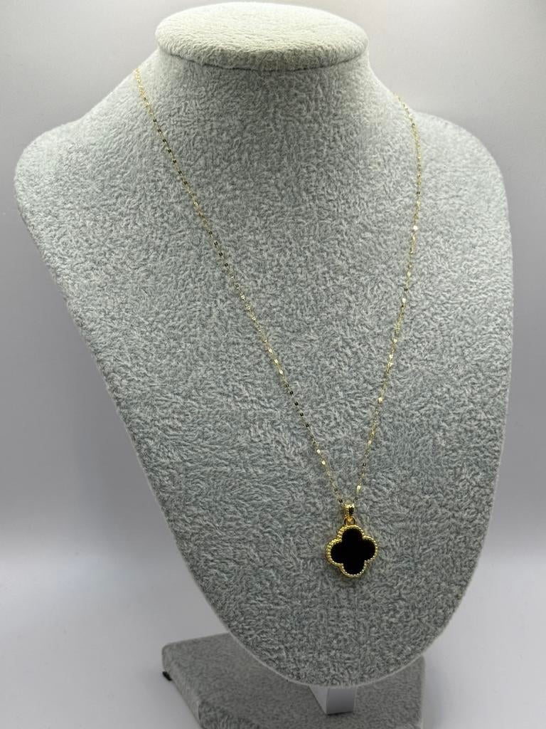18K Gouden van Cleef Set ketting + oorbellen, Met hanger, Zwart, Nieuw, Ophalen of Verzenden