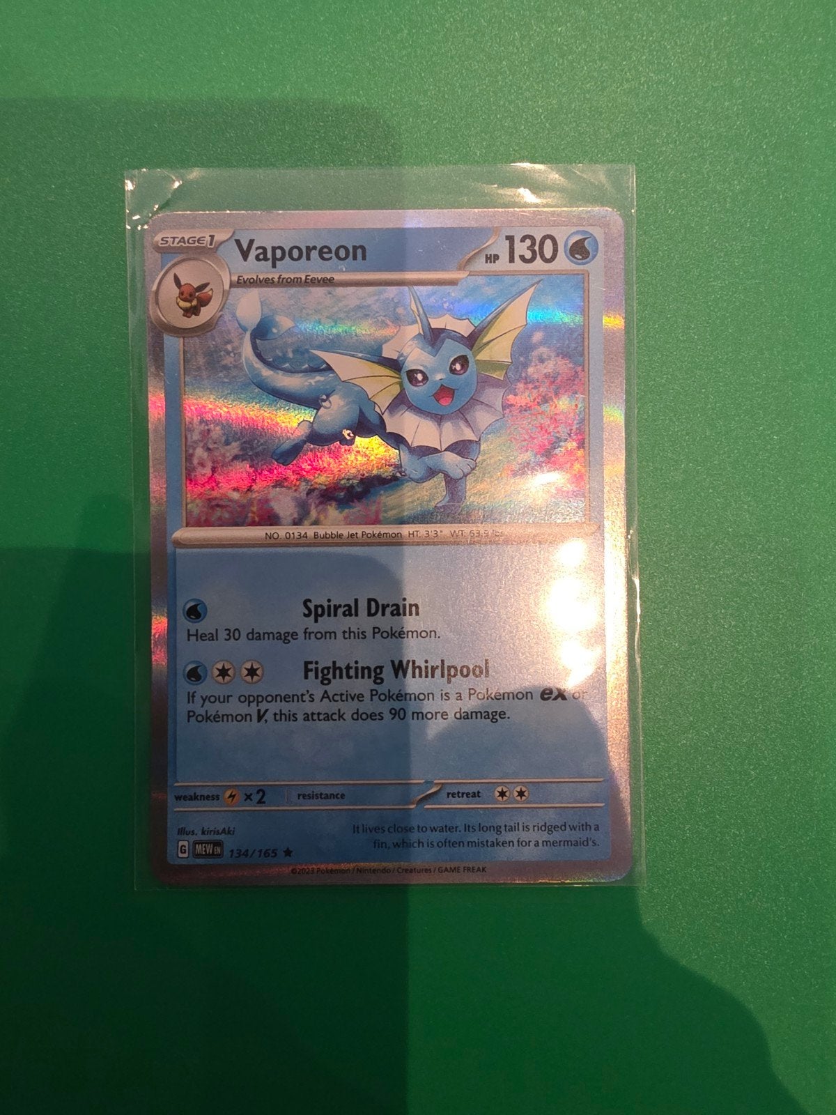 Vaporeon 134/165 Holo, Ophalen of Verzenden