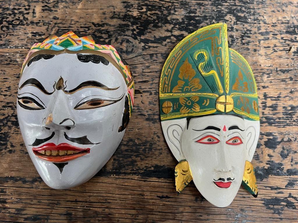 Houtsnijwerk Indonesische maskers set Indonesie Topeng, Overige onderwerpen, Handgemaakt, Hout, Azië