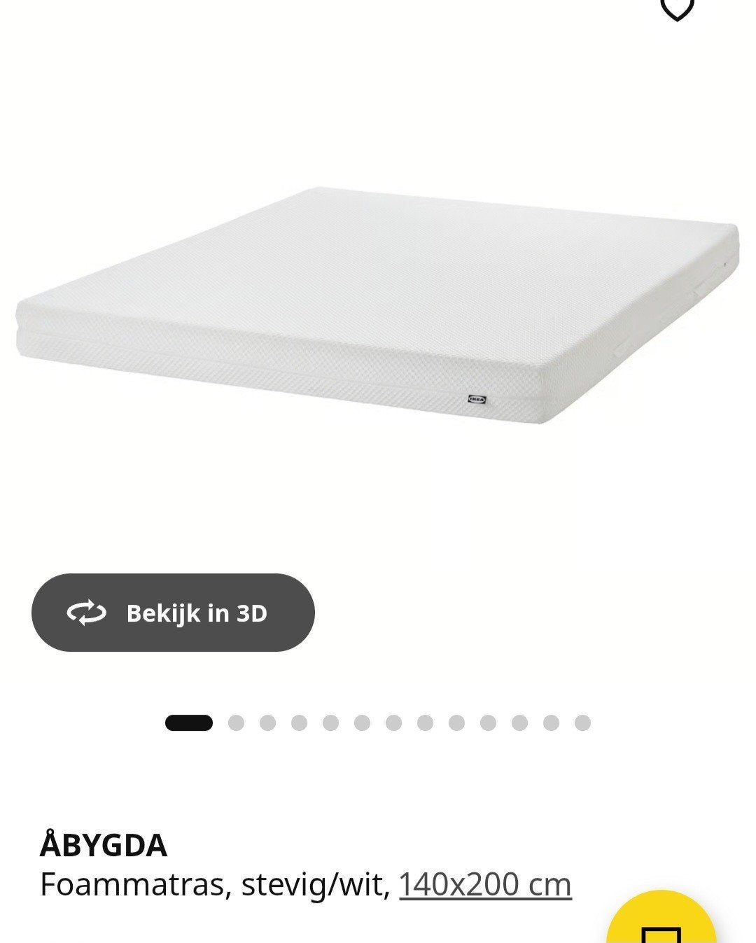 IKEA ÅBYGDA schuimmatras, stevig/wit, 140x200 cm, Ophalen, 140 cm, Matras, 200 cm