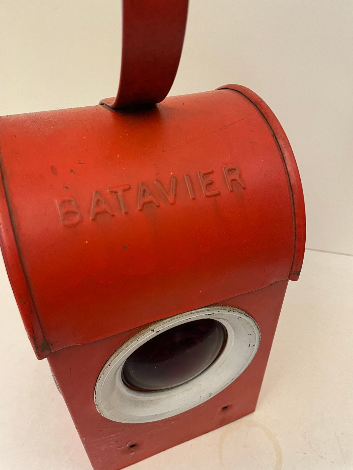 Vintage Batavier Spoorweglantaarn - Rode Seinlamp, Ophalen of Verzenden