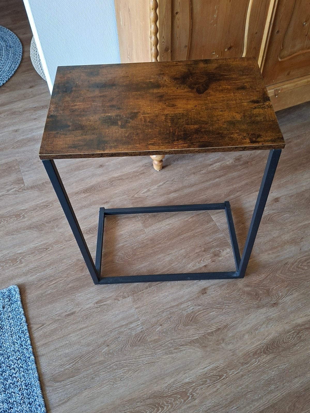 Bijzettafel industrieel design hout en metaal, 55 tot 75 cm, Zo goed als nieuw, Industrieel, Rechthoekig