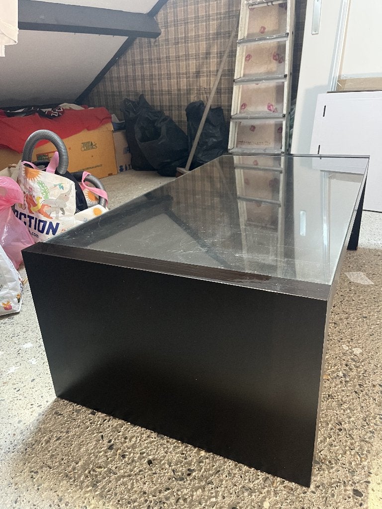 IKEA Tafeltje met glazen plaat, Ophalen, Gebruikt, Vierkant, 75 cm of meer