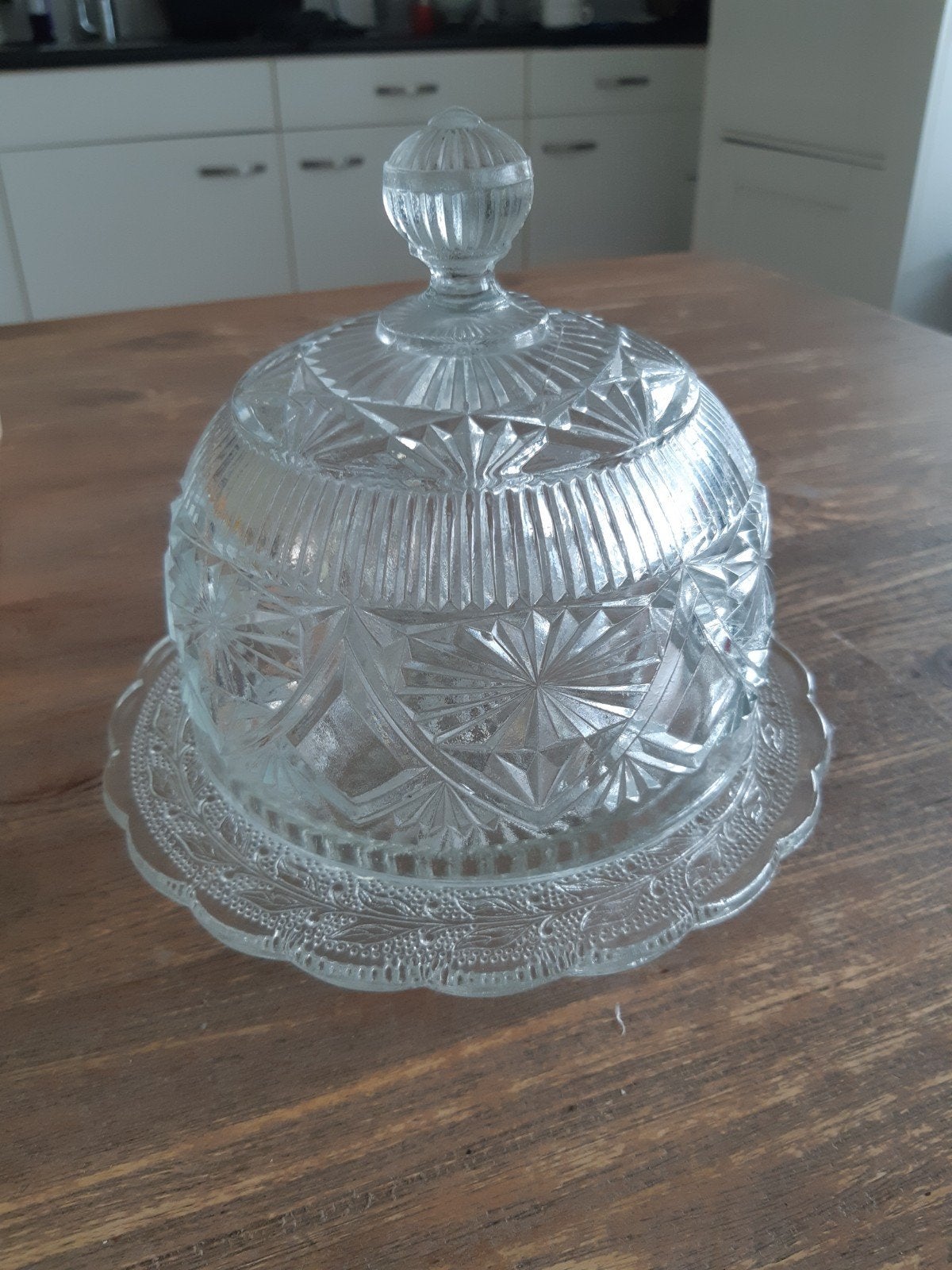 antieke glazen boter of kaas stolp, Ophalen of Verzenden