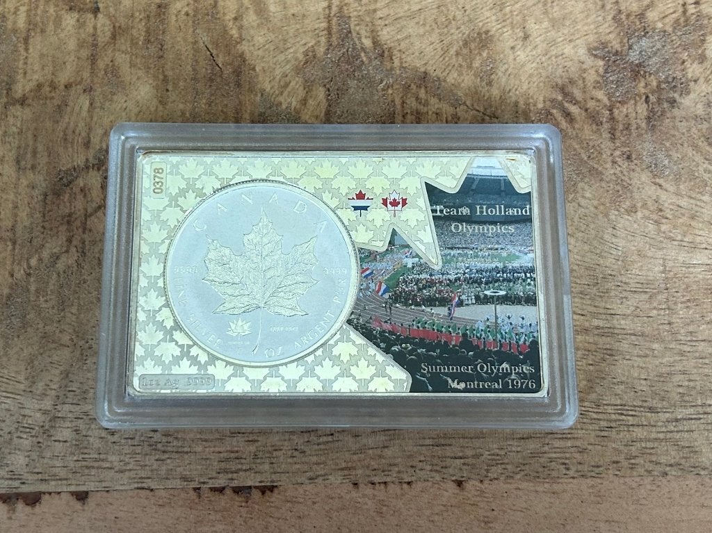 1 ounce Zilveren Maple Leaf 5 dollars, Team Hollad Olympics, Ophalen of Verzenden, Noord-Amerika