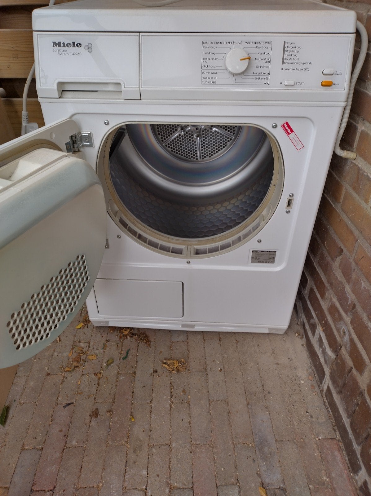 Miele T4223C Condensdroger en een Miele wasmachine, Witgoed en Apparatuur, Wasdrogers, Ophalen, 6 tot 8 kg, Gebruikt, 85 tot 90 cm