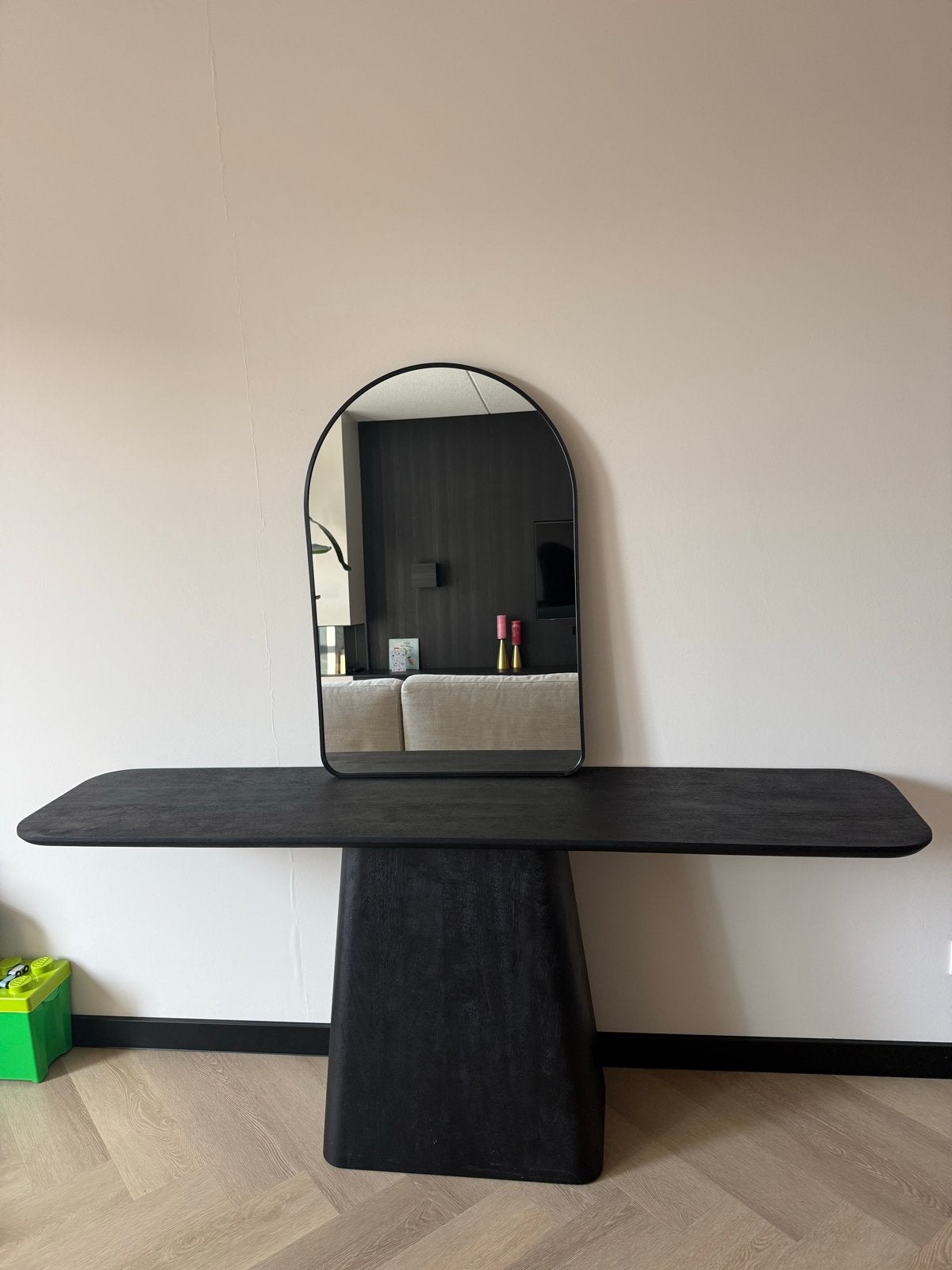 Sidetable Aron 180x40 Zwart - Eleonora, Huis en Inrichting, Tafels | Sidetables, Ophalen, Gebruikt, 150 tot 200 cm, Overige houtsoorten
