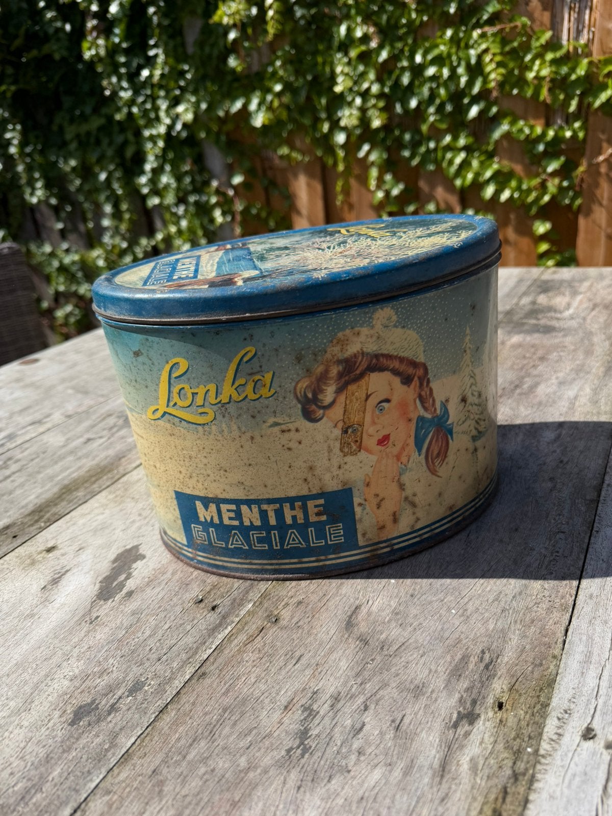 Lonka oud blik menthe glaciale, Ophalen of Verzenden, Gebruikt, Overige
