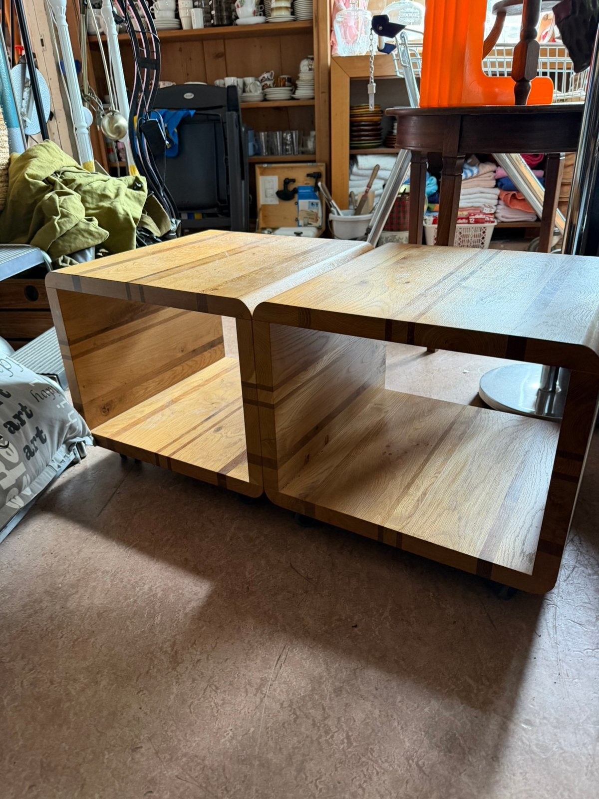 Deens Design Houten Kubus Kastjes op Wieltjes (per stuk), Ophalen, Gebruikt, Vierkant, Nvt