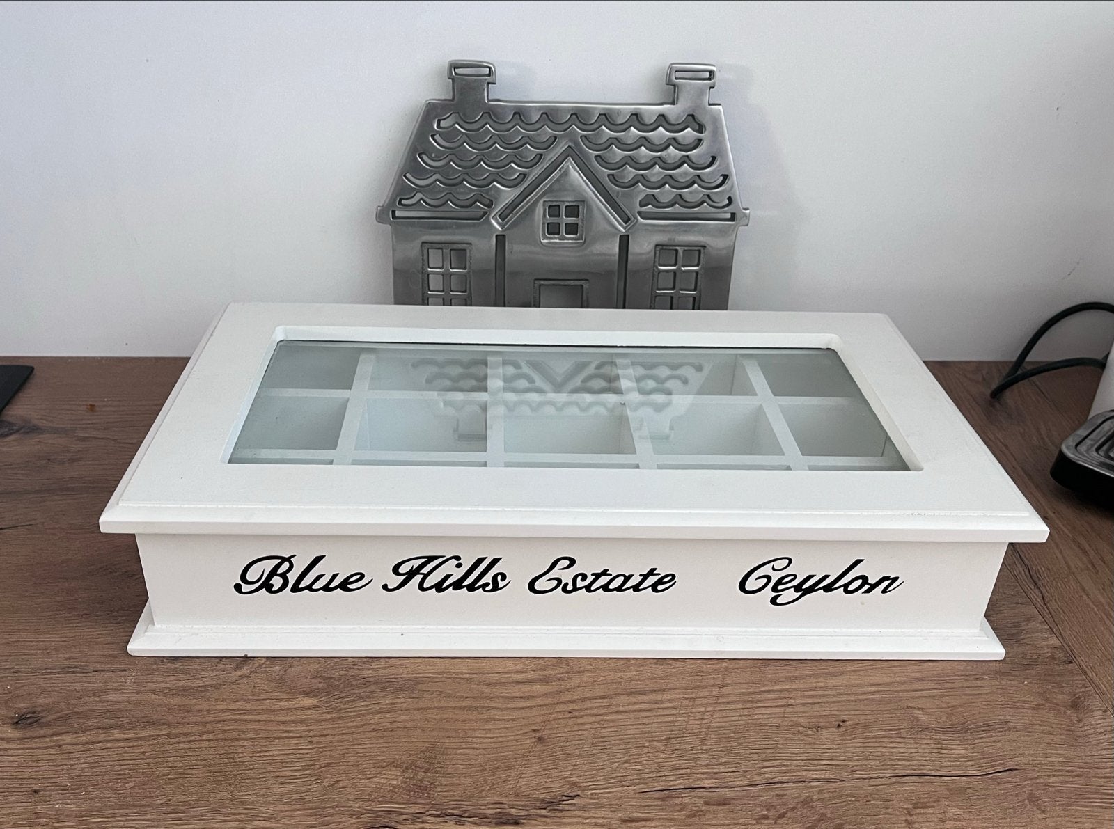 Riviera Maison theedoos wit hout met glas - Oude collectie, Ophalen, Zo goed als nieuw, Wit, Hout