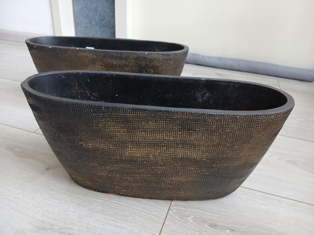 Ovale  bruine bloempotten, Tuin en Terras, Bloembakken en Plantenbakken, Ophalen, Overige vormen, Steen, Minder dan 30 cm