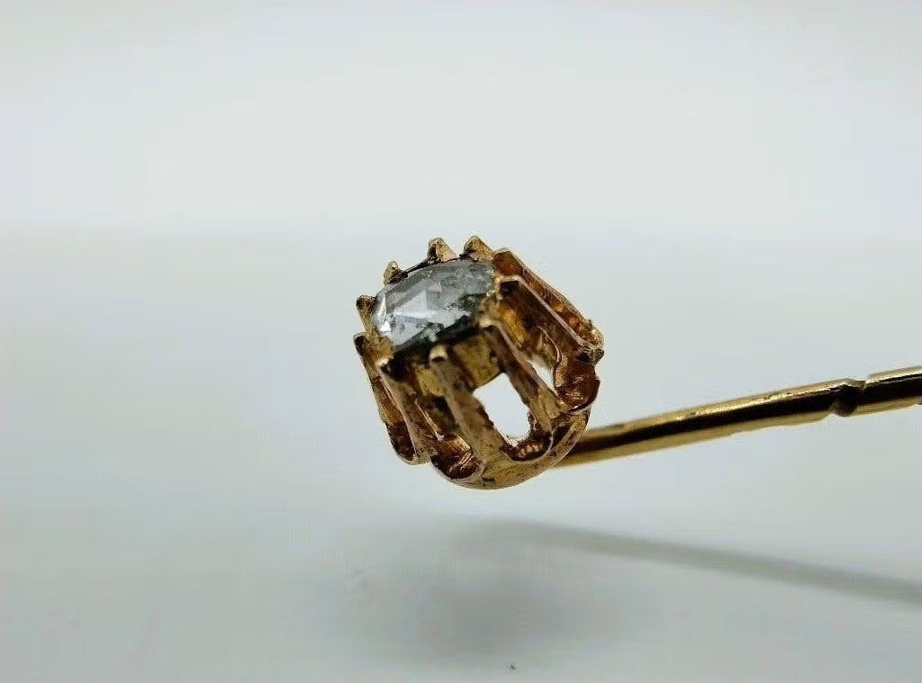 Gouden dasspeld of reversspeld met roosdiamant, Info@zilverwebsite.nl, Verzenden, Zo goed als nieuw, Zilverwebsite.nl